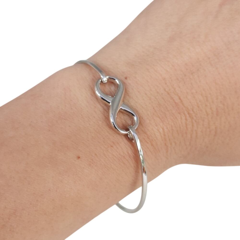 925 Sterling Silver Infinity Bangle Bracelet